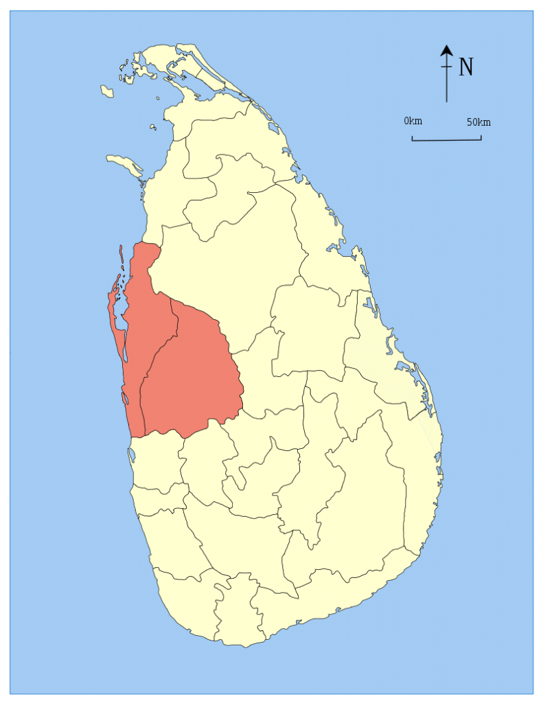 North Western Province locator map