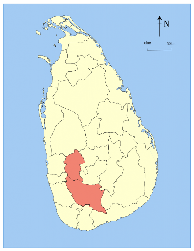 Sabaragamuwa locator map.